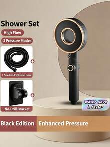 1Set Household Water Heater Handheld Shower Head 3 Gear Pressurized Spray Nozzle New Hollow Design Bathroom Shower Kit - suit - View 1