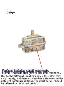 1 buah Kotak Pensil Transparan dengan Resleting Ganda dan Pegangan, Kapasitas Besar, Tas Pena Jendela Transparan, Berbagai Warna, Organizer Alat Tulis Portabel untuk Siswa, Sekolah, Kantor, Perlengkapan Sekolah. - MultiWarna - View 10