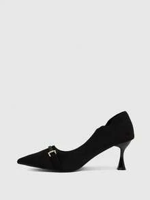 CUCCOO BIZCHIC Women's Shoes Metal Buckle Detail Pointed Toe Stiletto Lightweight Commute Black High Heel Pumps Daily Date Commute Fall Shoes - Black - View 4