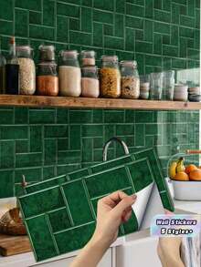 12PCS 2D Faux Tile Stickers PVC Peel And Stick Wall Decals Waterproof Oilproof Self Adhesive For Kitchen Bathroom Backsplash Wall Decor Easy Clean Removable - one-size - View 1