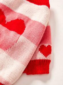 PETSIN 1pc Pet Sweater, Heart Gradient Jacquard Cat And Dog Universal Clothes, Autumn And Winter Warm Knitted Elastic Thread Sweater Pullover - Red and White - View 6