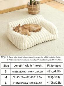 1pc Soft Comfortable Breathable Cat Sofa Bed Nest Sleeping Basket Cat House For Small, Medium, Large Cats, All Season Use, Plush Cozy Pet Bed, Washable Home Pet Supplies, Cat Essentials - White - View 2