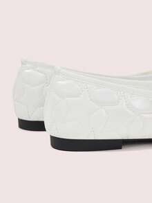 CUCCOO DOLLMOD White Rhombus Quilted Leather Small Bow Star Pendant Round Head Flat Bottom Ballet Single Shoes Gentle Commute Travel Daily Wear - White - View 6