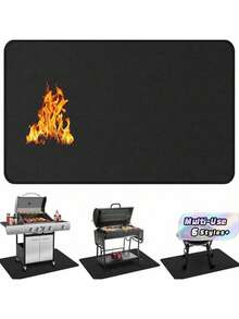1PC Outdoor BBQ Grill Mat, Fire Resistant Oil-Proof Stain-Proof Protective Pad For Wood Deck & Lawn, Multi-Use High Temp Heat Insulation Fire Pit Mat, Durable Easy Clean, For Camping, Patio, Backyard - A - View 1