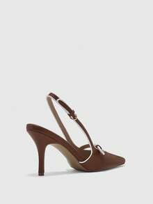 CUCCOO BIZCHIC Women's Pointed Toe Contrasting Fashion Rear Stiletto High Heels - Brown - View 3