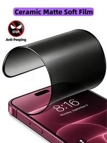 Teckwe 2 buah Pelindung Layar Privasi Matte Kompatibel dengan iPhone 18 Pro Max, Terbuat dari Film TPU Lembut (Bukan Kaca Tempered), Anti Jatuh dan Anti Benturan, Pelindung Layar dengan Fungsi Privasi, Kompatibel dengan iPhone 18 Pro Max/18 Pro/Duo/17 Pro Max/16/15/14/13/12/11/XS/8/7, Bahan Non-Kaca - Hitam - View 9