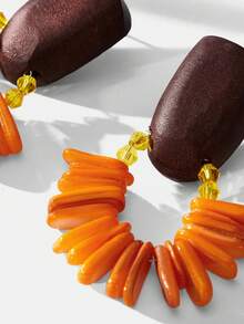 Maija Retro Orange Piece Color Matching Earrings, Holiday Style Exaggerated Geometric Personality Atmosphere Earrings - Orange - View 4