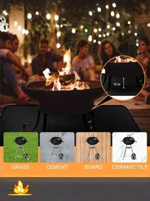 1PC Outdoor BBQ Grill Mat, Fire Resistant Oil-Proof Stain-Proof Protective Pad For Wood Deck & Lawn, Multi-Use High Temp Heat Insulation Fire Pit Mat, Durable Easy Clean, For Camping, Patio, Backyard - A - View 2