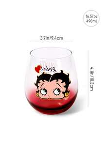 Betty Boop x SHEIN 1pc 16.57oz/490ml Retro Girl Calcium Sodium Glass, Cold Water Cup, Suitable For Cold Water, Beverages, Coffee, Tea, Milk. - Clear - View 5