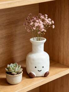 Cute Smiling Plastic Vase, Cartoon Character Shaped Vase, Creative Decoration Vase, Suitable For Desktop Home Living Room Decoration, Placing Dried Flowers And Fresh Flowers - multicolor - View 11