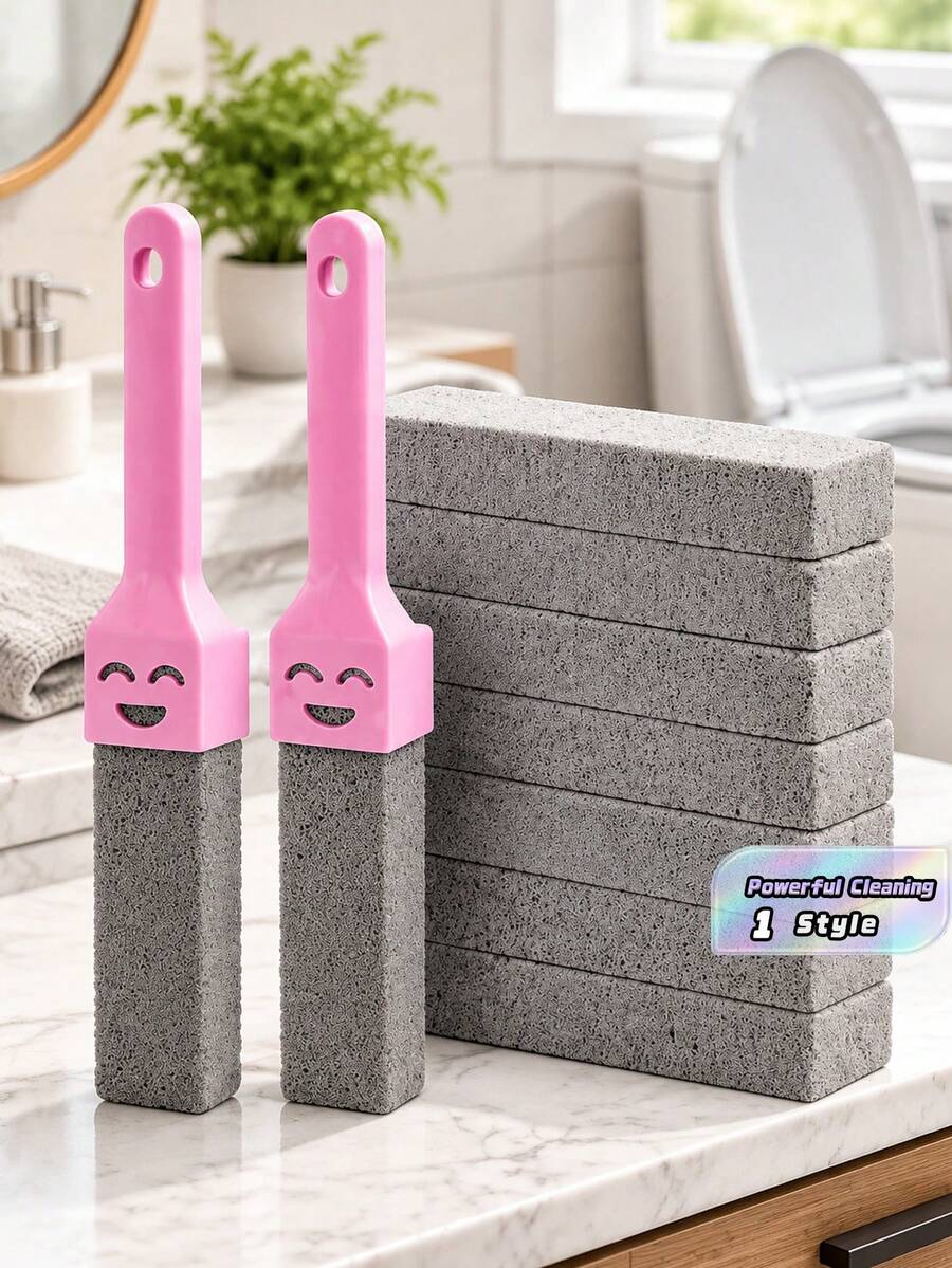 3/2/1 Piece Bathroom Cleaning Stone With Handle, Heavy Duty Stain Removal For Toilet, Grill, And Tile, Pink And Yellow/Purple - Multicolor - View 1