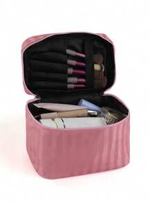 1 pieza Bolsa de almacenamiento de cosméticos portátil de gran capacidad para mujer, crucero, avión, regalo de vacaciones - Rosa - Ver 3