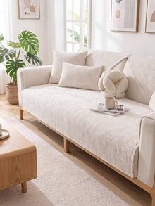 1Pc Four-Season Universal Sofa Cushion Chenier Modern Simple Non-Slip Sofa Cushion Cover, Machine Washable Room Decoration Pet-Friendly Protective Cover, Adjustable Corner Sofa Cover Suitable For Bedroom And Living Room Combination Cover Towel - Beige - View 9