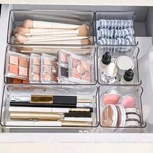 4pcs Acrylic Drawer Organizer Set - Transparent Plastic Material, Suitable For Cosmetics, Bathroom, Office, Kitchen And Bedroom Storage,Transparent Plastic Cosmetic Storage Box Set With Dividers, Stackable Cosmetic Organizer For Vanity Drawer - Transparent square box - View 9
