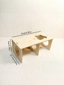 Beige Wooden Tunnel Hamster Cage, Solid Wood Platform Hamster Toy, Pet Habitat Decor Supplies For Small Pets - one-size - View 4