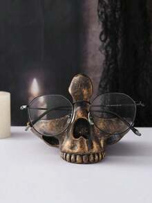 1PC Creative Resin Vintage Skull Eyeglass Holder Stand Organizer Tray For Fashion Glasses Key Jewelry Storage Desk Display Home Office Halloween Decor Gift - Multicolor - View 8