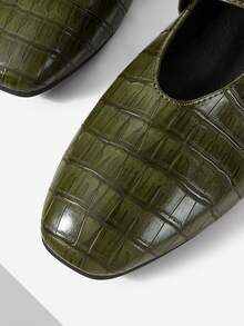 MOTF PREMIUM WOMEN'S COMMUTING CASUAL COMFORTABLE VERSATILE MARY JANE SQUARE TOE FLAT SHOES FOR CHRISTMAS SPRING SHOES FALL SHOES - Green - View 3