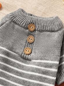 PETSIN 1 Piece Of Minimalist Linen Gray Striped Pet Knitted Sweater, Suitable For Small Cats And Dogs, Versatile Basic Knitted Clothing For Autumn And Winter Home Walks And Layering In Ins Style - grey strips - View 5