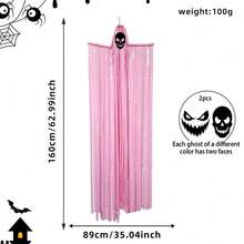 1 PC Halloween Decor Prop DIY Tassel Large Ghost Hanging Ornament, Ghost House Yard Atmosphere Decoration, Ghost Face Hanging Ghost Pendant - Ghost - View 17