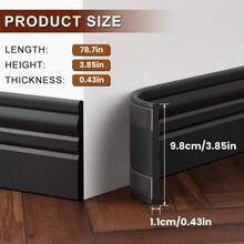 1 Piece 3.85 Inch Wide X 78.7 Inch Easy Install Peel And Stick Nbr Baseboard, Home Decor | Clean Line Finish | Self-Adhesive Trim, Suitable For Walls, Home - Multicolor - View 12
