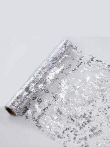 1PC Sequin Metallic Foil Mesh Table Runner, Sparkly Thin Net Table Runner For Party, Anniversary, Birthday, Wedding, Banquet, Festival, New Year & Home Table Decor (Available In Multiple Sizes) - silver - View 3