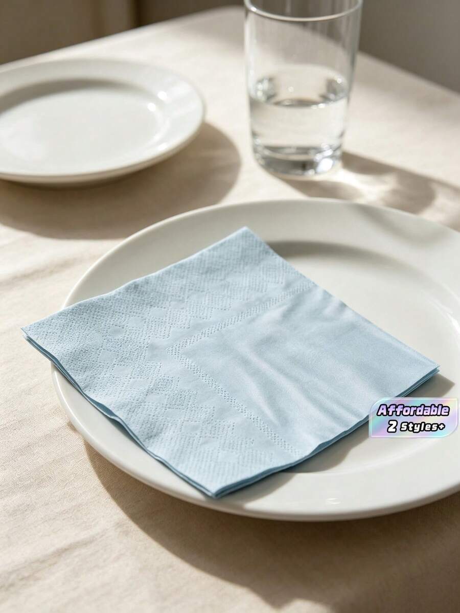60pcs/100pcs,Light Blue, Napkins, Disposable Tissues, Suitable For Parties/Birthdays/Festivals/Weddings,4.92x4.92inches - Light Blue - View 1