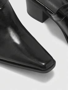 CUCCOO BIZCHIC Spring And Summer Simple Pointed Design Thick Heel Retro Style Black Mules Sandals Commuter Dating - Black - View 6