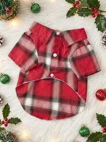 PETSIN Christmas Red And White Plaid Pet Shirt - Multicolor - View 2