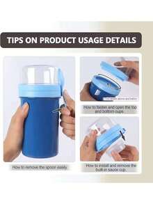 Portable Cup Set For Fruit, Grains, And Yogurt: Leakproof, Dishwasher, Suitable For Work, School, Includes Spatula And Spoon,Sauce Container, Bottom Layer, Milk Cup - Multicolor - View 4