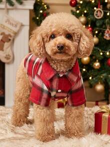 PETSIN Christmas Red And White Plaid Pet Shirt - Multicolor - View 5