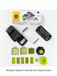 1PC Multi Blade Vegetable Chopper Slicer Dicer, 6 Interchangeable Blades Onion Cutter With Storage Container & Hand Guard, Manual Food Shredder Grater, Easy Clean Anti-Slip Base Kitchen Prep Tool For Potato Carrot Garlic Fruit Salad - Multicolor - View 17