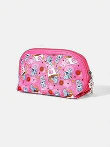 SHEIN X Care Bears 1 Cartoon Pattern Cosmetic Bag, Portable Zipper Cosmetic Storage Bag, Multi-Functional Finishing Bag, Lightweight Travel Bag - Multicolor - Peach Pink - View 2