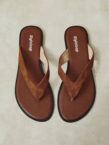 Styleloop Ladies, Buckle, Summer Style, Flat Sandals - Brown - View 1