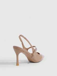 CUCCOO SZL Women's Pointed Toe Stiletto High Heel Slingback Pumps, Apricot Color, Fashionable Minimalist Sexy Party Banquet Gathering Date High Heels Fall Shoes - Apricot - View 3