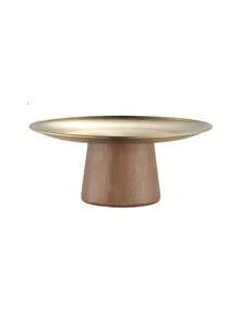 1 giá đỡ bánh bằng thép không gỉ, đĩa trưng bày tráng miệng với đế gỗ, khay đựng trái cây đa năng, phù hợp trang trí bàn, dùng cho gia đình và bếp ăn, tiệc Ramadan - Vàng - Xem 4