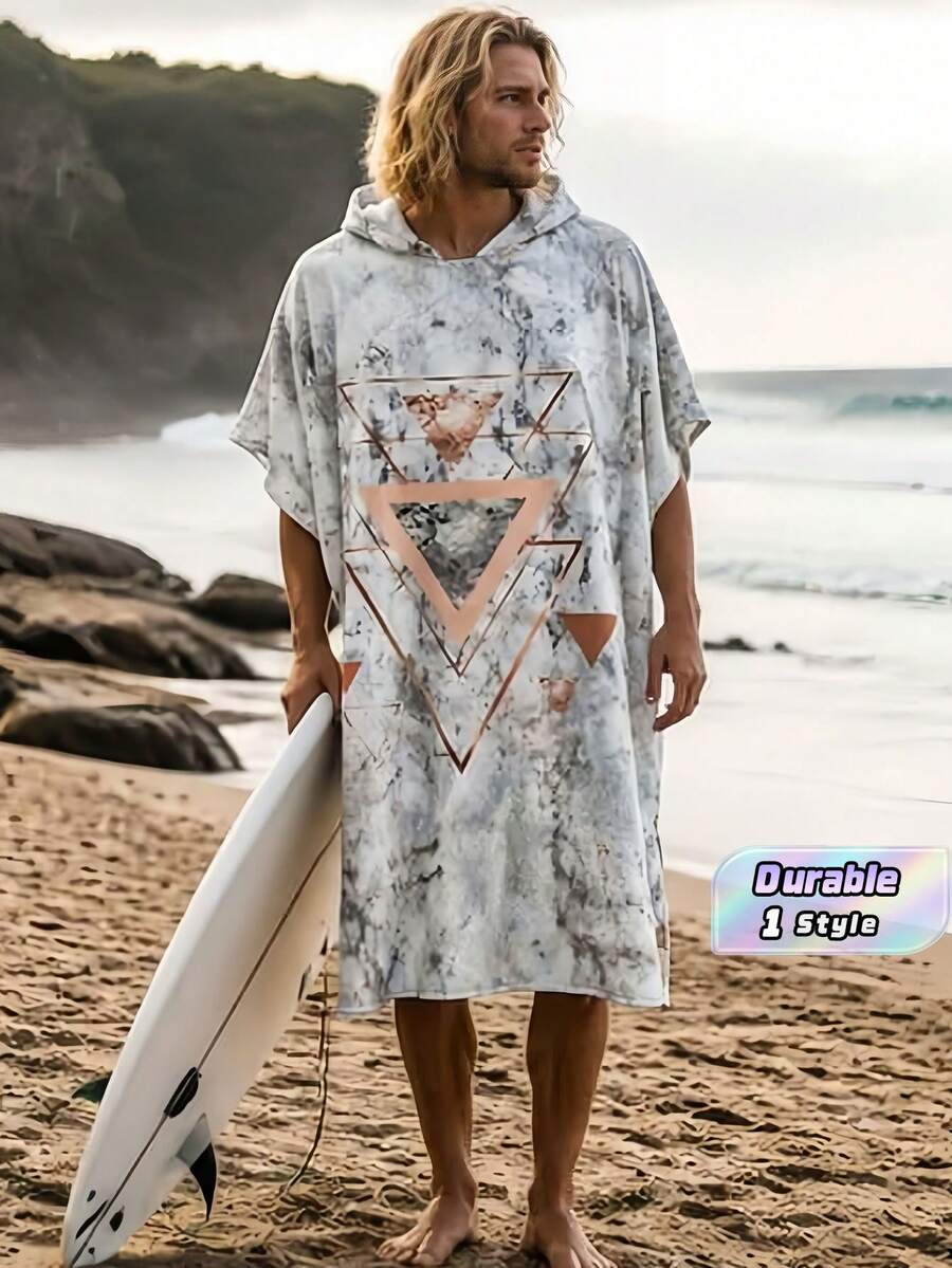 1件裝連帽衝浪換衣袍 可穿式沙灘浴巾 快乾微纖維潛水衣換衣毛巾附口袋 男女衝浪者適用 - 彩色 - 查看 1