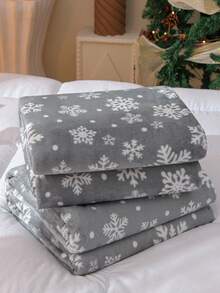 Cirelle Christmas Snowflake Throw Blanket, Ultra Soft Grey Fleece Blanket For Couch Sofa Bed, Flannel Winter Holiday Decorative Blanket With White Snowflake Pattern, Seasonal Gift - Grey - View 7