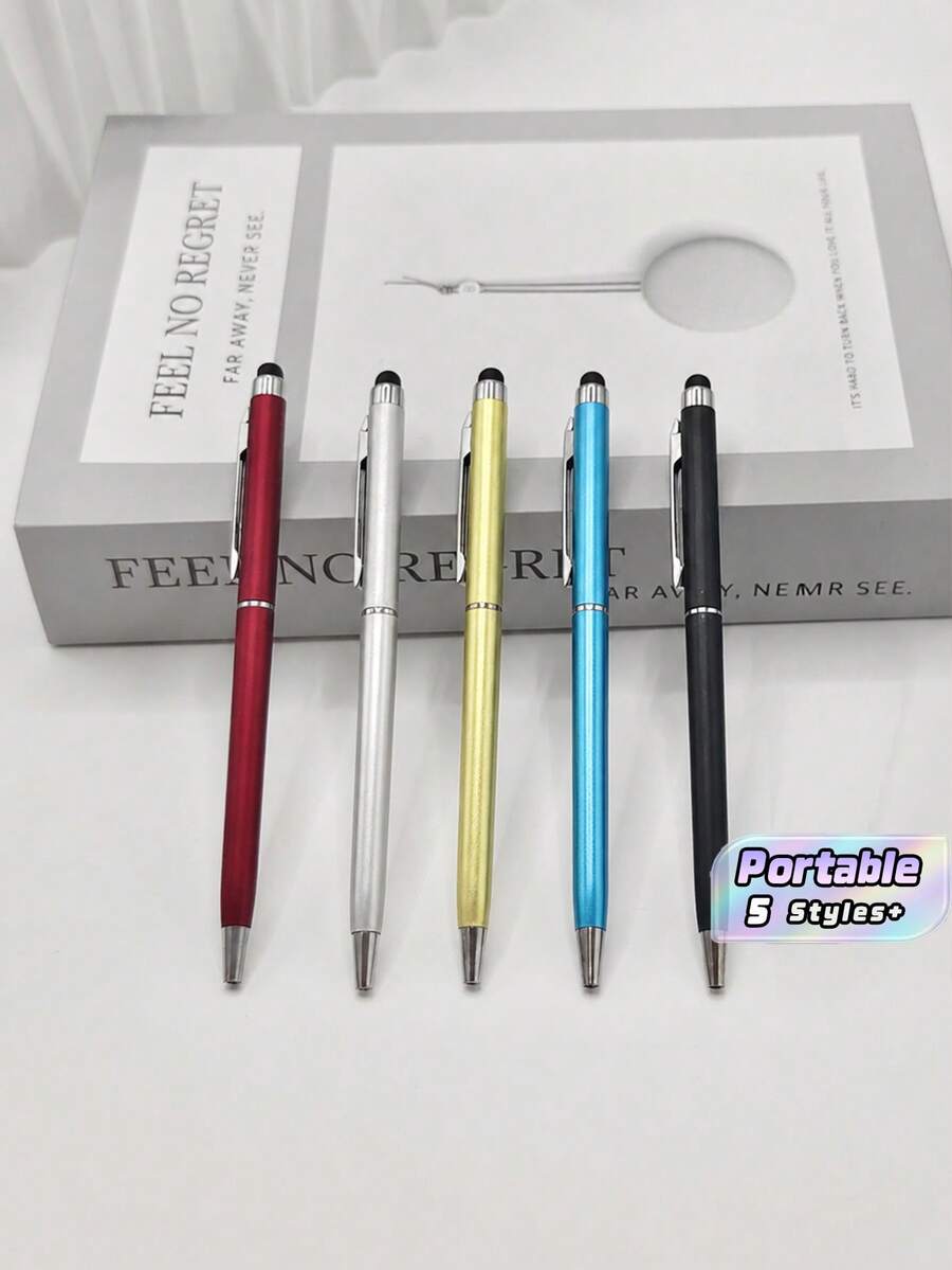 2支裝可伸縮雙頭觸控筆,多色圓珠筆與電容觸控筆,適用手機平板繪圖、遊戲、辦公學校日常使用 - B - 查看 1