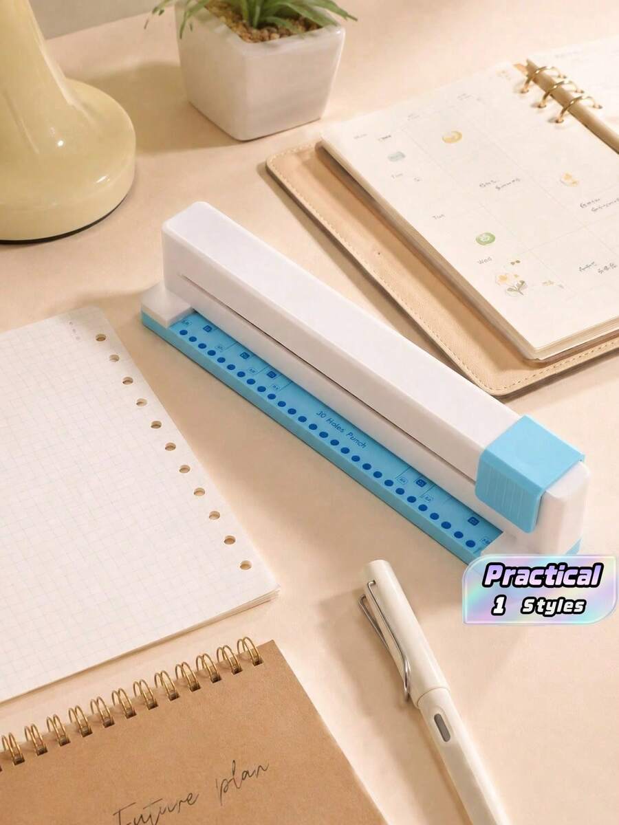 1PC Round 30-Hole Extra-Large Manual Punch, For Punching Papers Of Different Sizes – Hand-Push Multi-Hole Puncher, Perfect For Making Planners And Loose-Leaf Notebooks, A Labor-Saving Tool For Paper Punching - Single Piece - View 1
