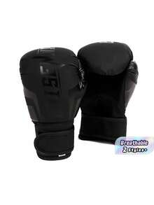 2PCS One Size PU Anti-Tear Sanda Fighting Boxing Gloves Rubber-Plastic Inner Lining Black For Adult Training Combat Sports Gym Workout - Multicolor - View 1