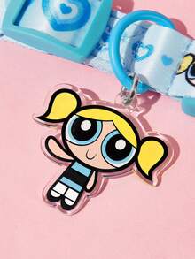 THE POWERPUFF GIRLS X SHEIN 通用卡通角色印花寵物散步四合一套裝，印花背心式胸背帶附牽繩、項圈與排泄物收納袋，適用狗與貓的戶外散步裝備，多種尺寸 - 藍色 - 查看 7