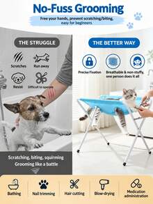 Foldable Pet Grooming Station, Featuring A Hollowed-Out, Quick-Drying Mesh Surface And A Sturdy Support Frame To Help Restrain Your Pet During Bath Time, Minimizing Squirming And Reducing The Risk Of Scratches. Lightweight And Foldable - one-size - View 9