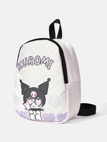 HELLO KITTY AND FRIENDS | SHEIN 米白色絎縫紫色愛心卡通印花背包 可調式肩帶 輕量學生日用背包 - 卡通-5 - 查看 4