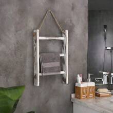 1PC 3 Tier Solid Wood Vintage Rustic Ladder Shelf Towel Rack Display Stand For Bathroom Living Room Store Home Decor Freestanding Storage Organizer - do old color - View 4