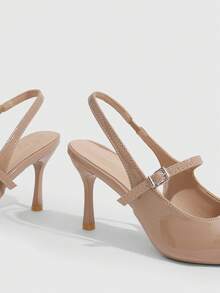 CUCCOO SZL Women's Pointed Toe Stiletto High Heel Slingback Pumps, Apricot Color, Fashionable Minimalist Sexy Party Banquet Gathering Date High Heels Fall Shoes - Apricot - View 5
