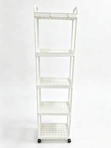 Plastic White Rolling Storage Cart With 3 Shelves And Handle - Multi-Use Organizer For Kitchen, Bathroom, And Bedroom - Durable Wire Shelves For Easy Access, Mobile Service Cart | Modern Storage | Hobby Storage - Multicolor - View 5