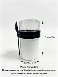 Portable Cup Set For Fruit, Grains, And Yogurt: Leakproof, Dishwasher, Suitable For Work, School, Includes Spatula And Spoon,Sauce Container, Bottom Layer, Milk Cup - Multicolor - View 2