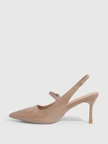 CUCCOO SZL Women's Pointed Toe Stiletto High Heel Slingback Pumps, Apricot Color, Fashionable Minimalist Sexy Party Banquet Gathering Date High Heels Fall Shoes - Apricot - View 4