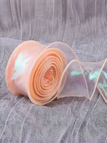 Gradient Iridescent Sheer Organza Ribbon Rolls, 4cm Width, About 9 Meters Per Roll, Shiny Transparent Chiffon Wavy Edge Ribbons For Gift Packaging, Floral Bouquet, Bow Making, Wedding DIY Decor - multicolor - View 29