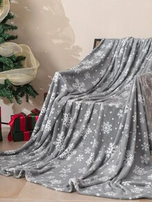 Cirelle Christmas Snowflake Throw Blanket, Ultra Soft Grey Fleece Blanket For Couch Sofa Bed, Flannel Winter Holiday Decorative Blanket With White Snowflake Pattern, Seasonal Gift - Grey - View 5